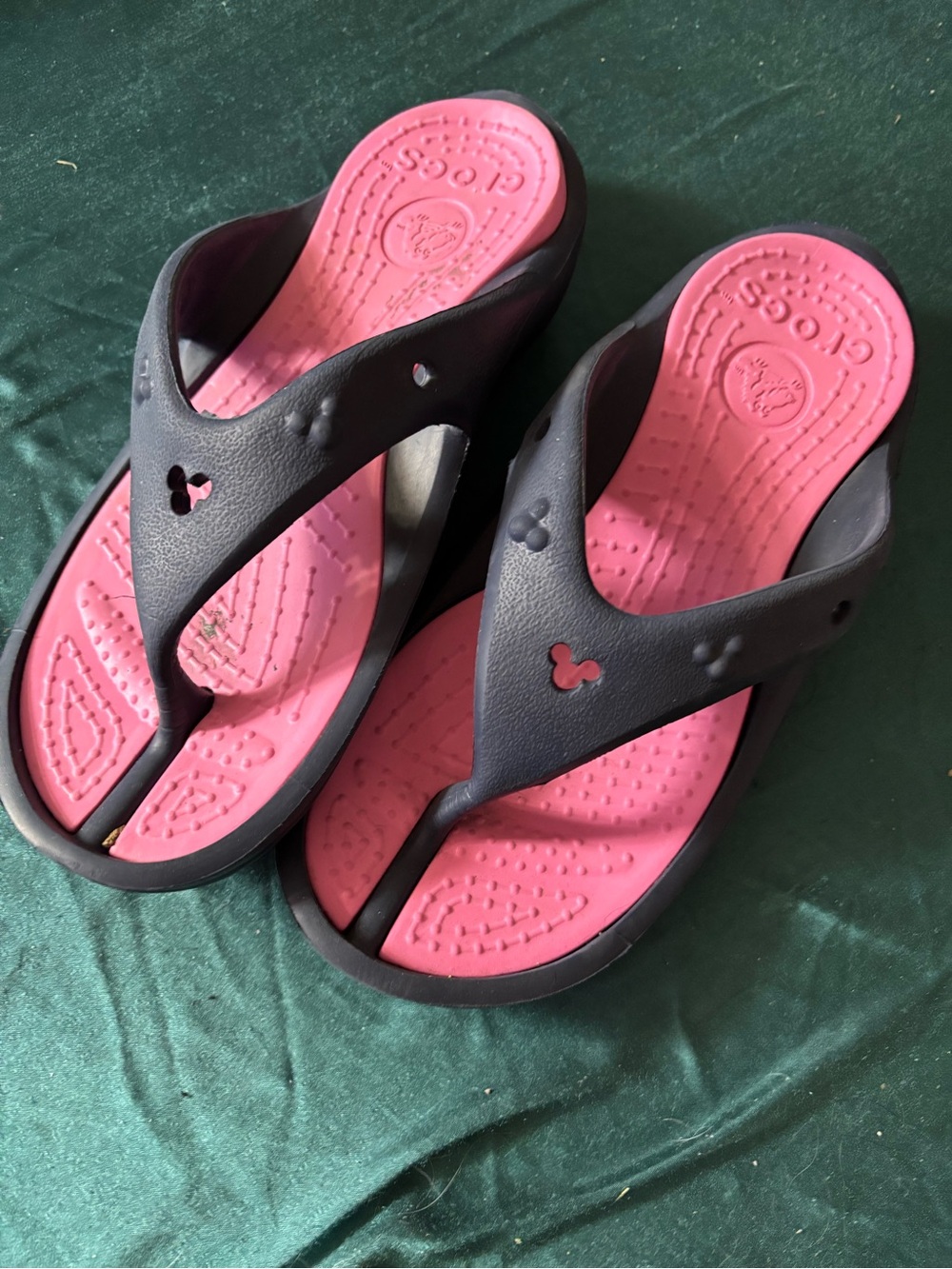 Crocs Flip Flops sandals. Pink & Blue Micky Mouse ears - Picture 2 of 4